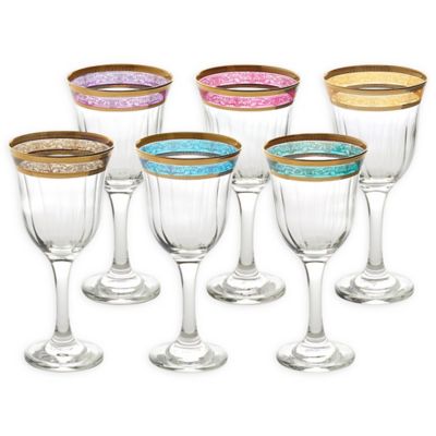 Lorren Home Trends Lorenzo Melania Multicolor Red Wine Glasses (Set Of 6)