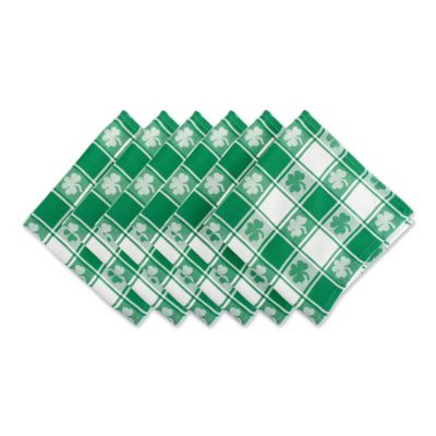 Design Imports Shamrock Woven Check Napkins In Green (Set Of 6)