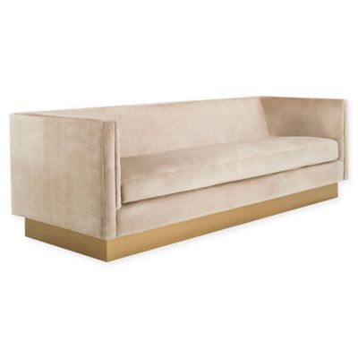 Safavieh Marquette Velvet Sofa In Bella Beige