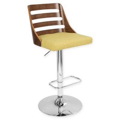 Lumisource Trevi Swivel Bar Stool In Walnut/green