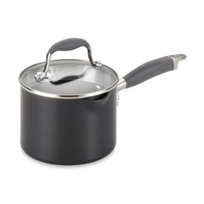 Anolon Advanced 2-Quart Covered Straining Saucepan With Pour Spout Black