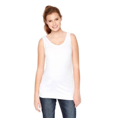 Motherhood Maternity Large Side Ruched Maternity Tank Top In White