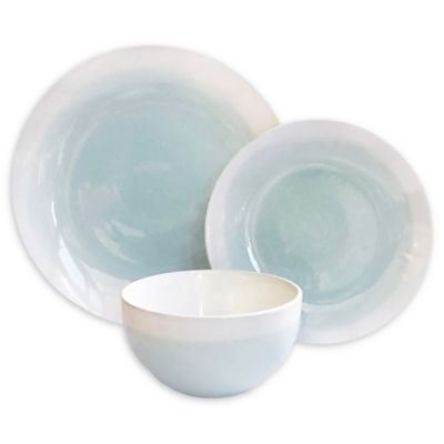 American Atelier Oasis 12-Piece Dinnerware Set Mint/white