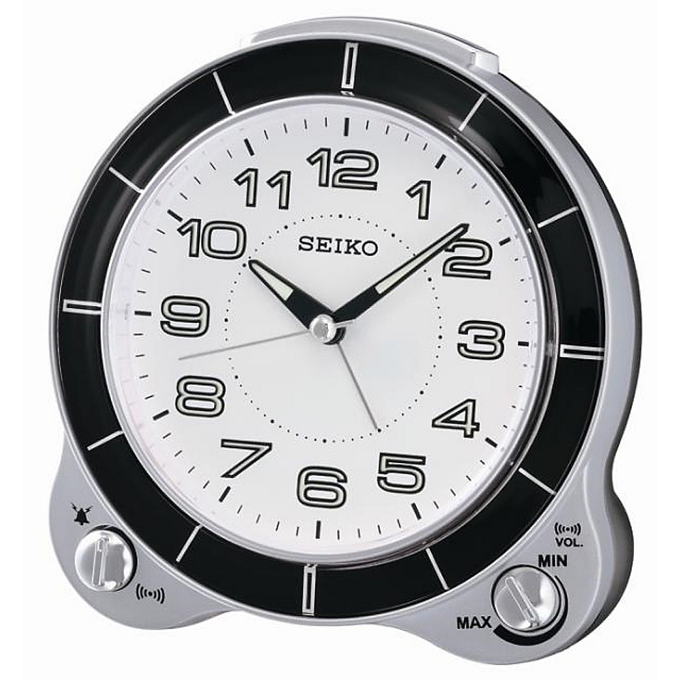 Seiko Bedside Alarm Clock - QHK031SLH, Silver