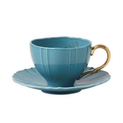Lenox Sprig & Vine Teacup And Saucer In Turquoise