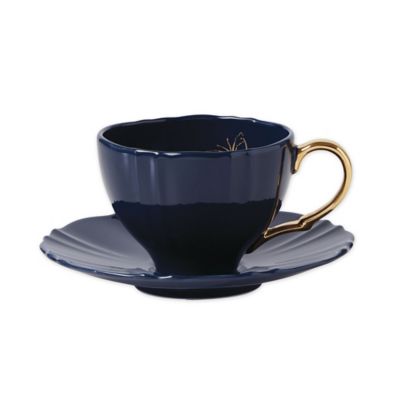 Lenox Sprig & Vine Teacup And Saucer In Navy