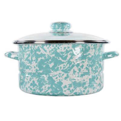 Golden Rabbit Sea Glass Stock Pot With Lid Teal