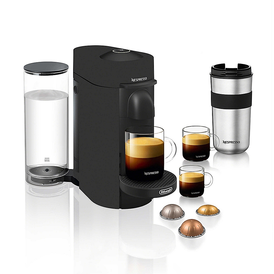 Nespresso - DeLonghi VertuoPlus Coffee Maker and Espresso Machine with 19 bars of pressure and Aeroccino Milk Frother - Black Matte