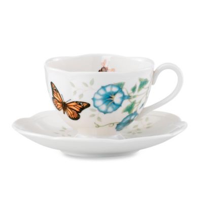 Lenox Butterfly Meadow Monarch Cup And Saucer Set White/multi