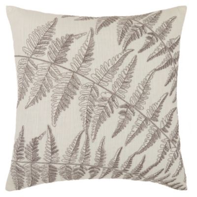 Bee & Willow Triple Fern Embroidered Square Throw Pillow In Coconut Milk/grey Multi