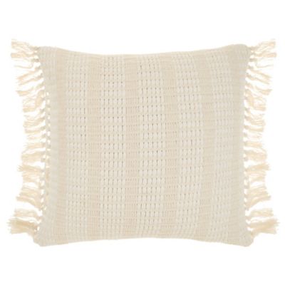 Bee & Willow Textured Stripe Square Throw Pillow In Coconut Milk/cream