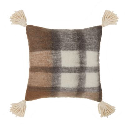 Bee & Willow Faux Mohair Plaid Square Throw Pillow Multi