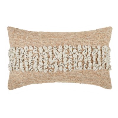 Bee & Willow Textured Woven Stripe Oblong Throw Pillow In Beige