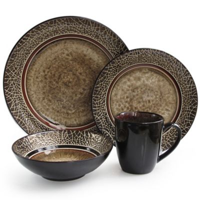 American Atelier Markham Square 16-Piece Dinnerware Set Brown