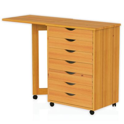 Adeptus 7-Drawer Roller Gate Leg Desk  In Pine
