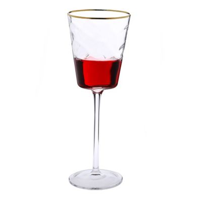 Classic Touch Glim Pebble Wine Glasses In Gold (Set Of 6) Clear/gold