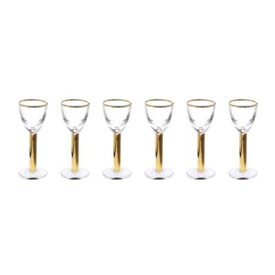 Classic Touch Glim Pebble Footed Shot Glasses In Gold (Set Of 6) Clear/gold