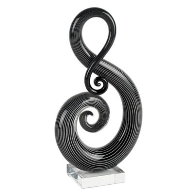 Badash Note Art Glass Figurine In Black/white Multi