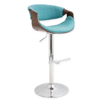 Lumisource Curvo Bar Stool In Walnut/teal Blue