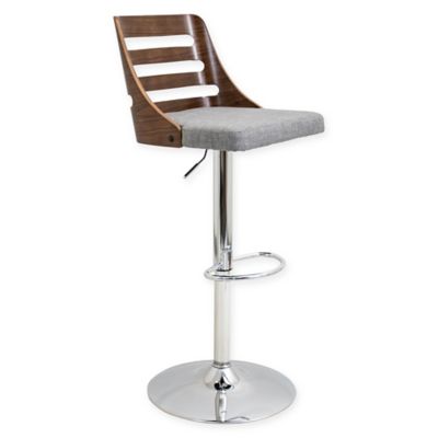 Lumisource Trevi Swivel Bar Stool In Walnut/grey