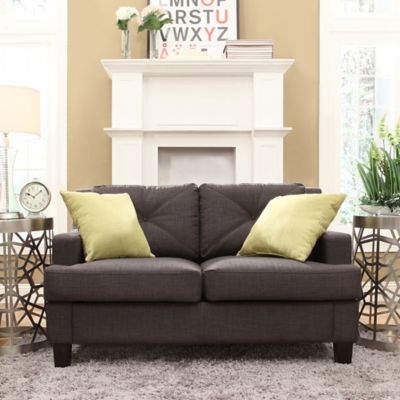Inspire Q Olenick Linen Loveseat In Dark Grey