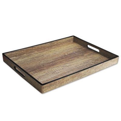 American Atelier Poplar Finish Rectangular Tray With Black Rim Brown/black