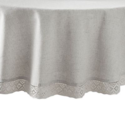 Bee & Willow Crochet And Lace 70 Round Tablecloth In Ivory Taupe