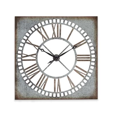 Ridge Road Dcor 36 Square Metal Wall Clock In Distressed Grey