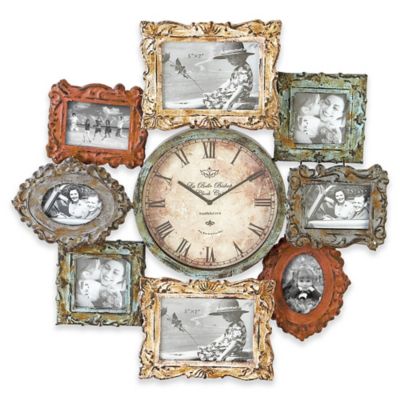 Ridge Road Dcor 25 Distressed Multi-Colored Photo Frame Wall Clock