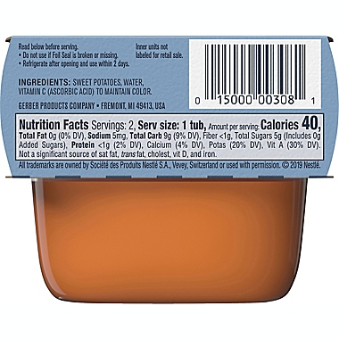 Gerber&reg; 2-Pack 2 oz. 1st Foods Sweet Potato Food Tubs. View a larger version of this product image.
