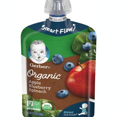 Gerber&reg; Organics 2nd Foods 3.5 oz. Apple, Blueberry and Spinach Food Pouch. View a larger version of this product image.