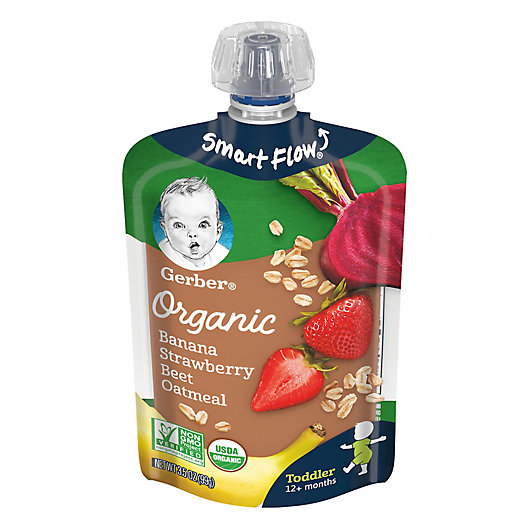 Alternate image 1 for Gerber® Organic 3.5 oz. Banana Strawberry Beet Oatmeal Pouch