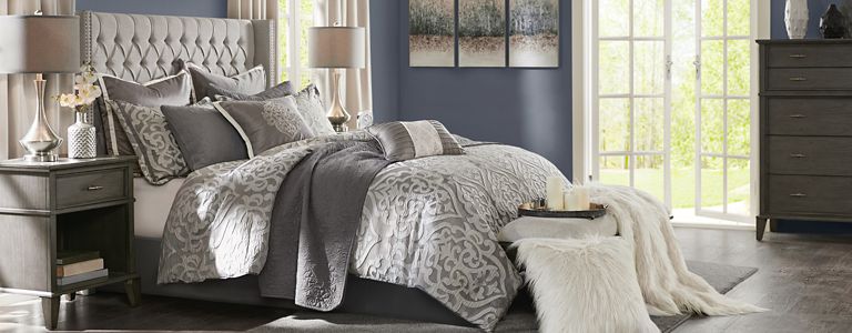 Madison Park Essentials Vaughn Complete Bed and Sheet Set Taupe King for sale online 
