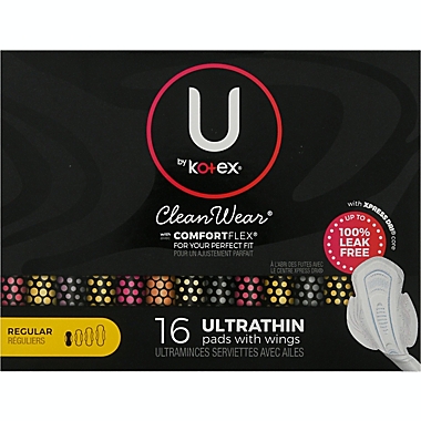 U by Kotex&reg; CleanWear&reg; 16-Count Regular Pads with Wings. View a larger version of this product image.