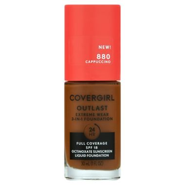 CoverGirl&reg; Outlast 1 fl. oz. Extreme Wear Full Coverage Liquid Foundation in Cappuccino. View a larger version of this product image.