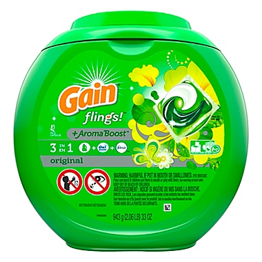 Gain&reg; flings! 42-Count 3-in-1 Laundry Detergent Pacs in Original. View a larger version of this product image.