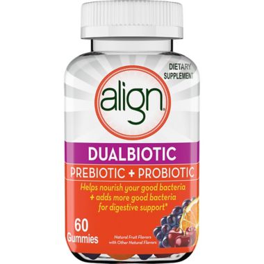Align&reg; Dualbiotic Prebiotic + Probiotic 60-Count Dietary Supplement Gummies. View a larger version of this product image.