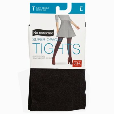 No Nonsense&reg; Large Control Top Super Opaque Tights in Graphite Heather