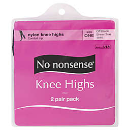 No Nonsense® 2-Pack Sheer Toe Nylon Knee High Socks in Off Black