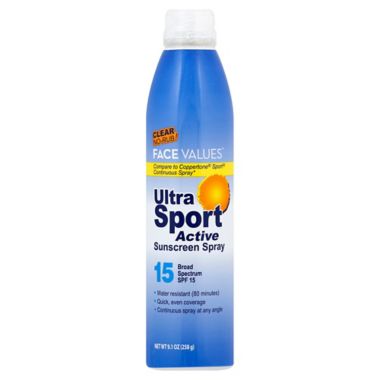 Harmon&reg; Face Values&trade; 9.1 oz. Ultra Sport Active Continuous Spray Sunscreen SPF 15. View a larger version of this product image.
