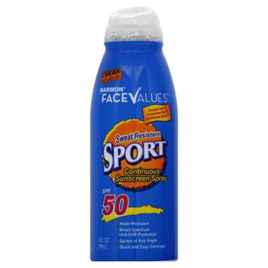 Harmon&reg; Face Values&trade; 2.7 fl. oz. Continuous Spray Sport Sunscreen SPF 50. View a larger version of this product image.