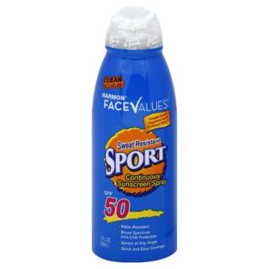 Harmon&reg; Face Values&trade; 2.7 fl. oz. Continuous Spray Sport Sunscreen SPF 50. View a larger version of this product image.