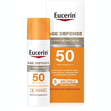 Eucerin&reg; 2.5 oz. Age Defense Face Sunscreen Lotion SPF 50. View a larger version of this product image.