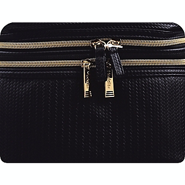 Modella&reg; 5-Piece Double Zipper Train Case Travel Set in Black. View a larger version of this product image.