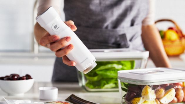 Seals in freshness at the press of a button—saving you time and money.