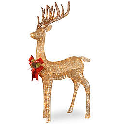 National Tree Company 48" Sisal Pre-Lit Resting Reindeer in Champagne