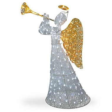 National Tree Company 60" Sisal LED Angel Decoration in White. View a larger version of this product image.