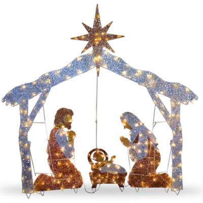 72 Inch Nativity Scene Decoration With Clear Lights Bed Bath