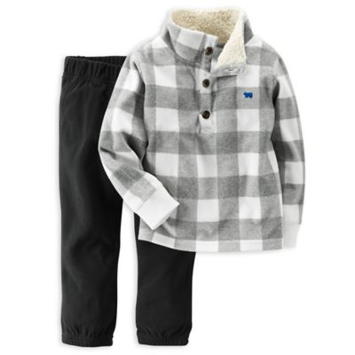 checkered fleece pullover