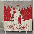 Alternate image 0 for Laural Home Joy to the World Holiday Shower Curtain in Red/White